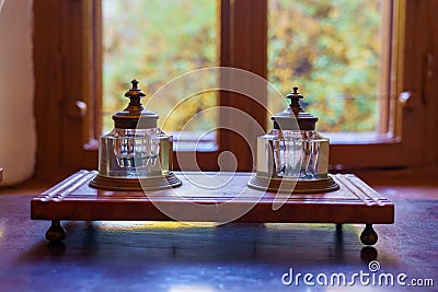 Interior of the house of the Alexandru Donici. Illustrative editorial. October 20, 2021 Donici village, Moldova Editorial Stock Photo