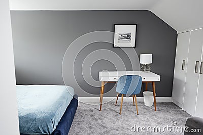 Interior of a house, loft conversion bedroom Stock Photo