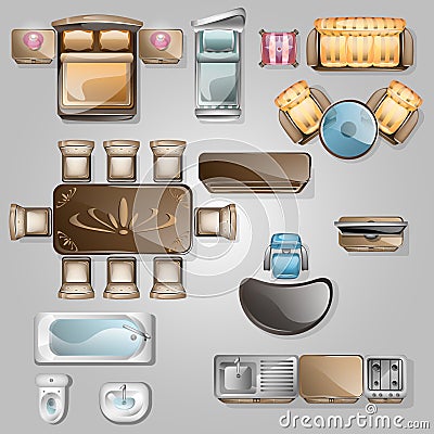 Interior icons top view Vector Illustration