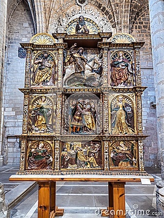 Interior of Iglesia De San Esteban, Church of St. Stephan in Burgos, Spain Editorial Stock Photo