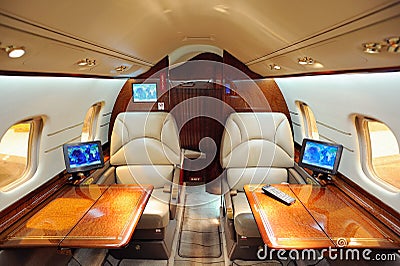 Interior of jet airplane Stock Photo