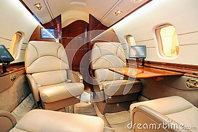 Interior of jet plane Stock Photo