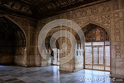 Interior of Khas Mahal Agra Fort, Uttar Pradesh, India Stock Photo