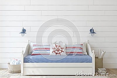 Interior of kids room in coastal style. 3d render Stock Photo