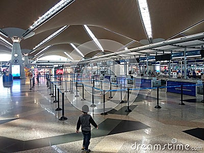Interior of Kuala Lumpur International Airport 1 KLIA 1 departure hall. Editorial Stock Photo
