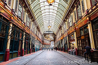 Interior of Leadenhall market in London Editorial Stock Photo