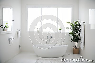 Interior of light bathroom with blank frames Stock Photo