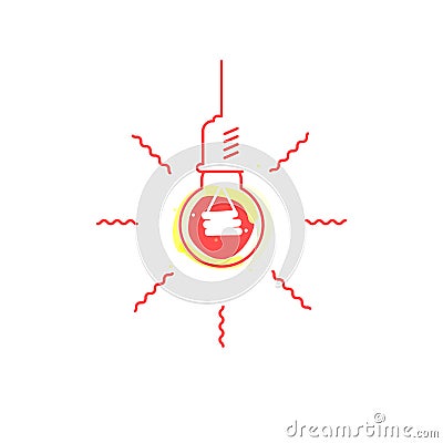 Interior light bulb concept. Turned on lighting illuminated lamp vector icon. Tip for preparing a house for sale. Vector Illustration