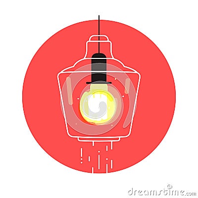 Interior light bulb concept. Turned on lighting illuminated lamp vector icon. Tip for preparing a house for sale. Vector Illustration