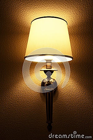 Interior with lighting lantern on wall in the dark Stock Photo