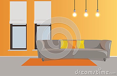 Interior living room cartoon Vector Illustration