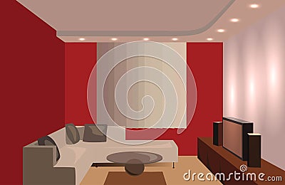 Interior living room cartoon Vector Illustration