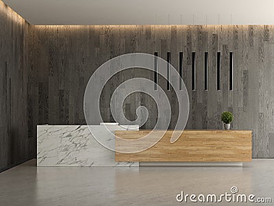 Interior of a lobby hotel reception 3D illustration Cartoon Illustration