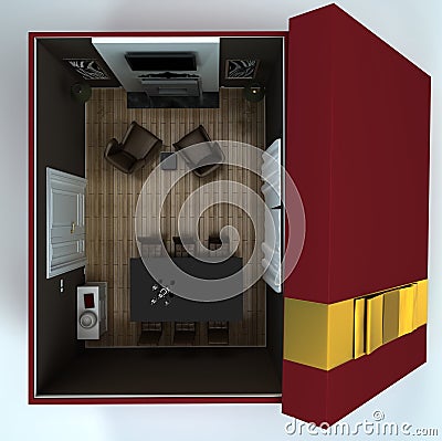 Interior lounge room in a gift box Stock Photo