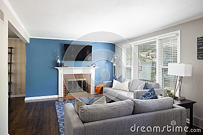 Interior of a luminous house with brightly colored walls in Kansas City, Missouri, USA Editorial Stock Photo