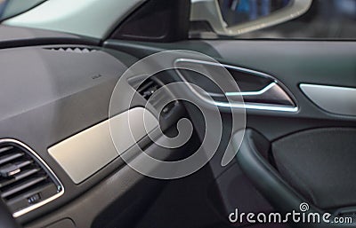 The interior of luxurious limousine at the international motor s Stock Photo