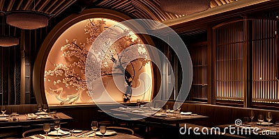 Interior of luxury restaurant - generative AI Stock Photo