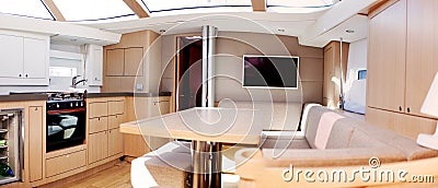 Interior of luxury sailing boat Stock Photo
