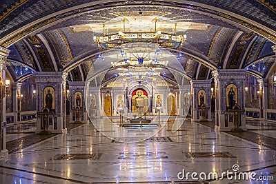 Interior of the main Cathedral of the Armed Forces of Russia Editorial Stock Photo