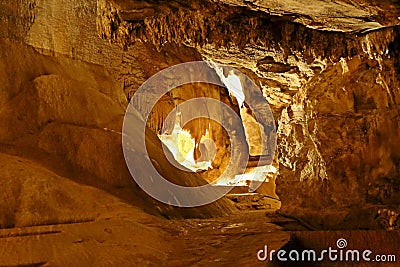 Interior of Maquine cave in Minas Gerais state in Brazil. Touristic place open to public visitation Stock Photo