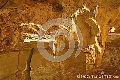 Interior of Maquine cave in Minas Gerais state in Brazil. Touristic place open to public visitation Stock Photo