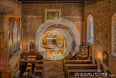 Interior of a medieval danish brick church Stock Photo