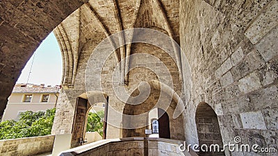 Interior medieval tower of Los Serrano in Valencia Stock Photo