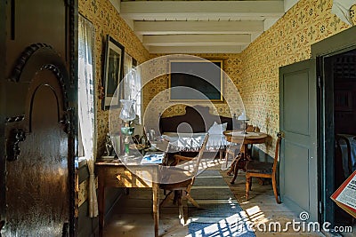 Interior of memorial room to V.I. Lenin, who stayed at the Kirjala Norrgard manor during his escape from Russia in 1907. Local Editorial Stock Photo