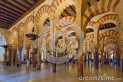 Interior Mezquita in Cordoba Editorial Stock Photo