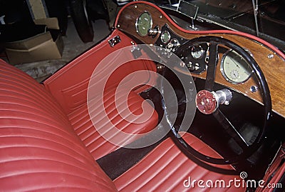 Interior of an MG at the Westminster MG Car Museum in Westminster, Vermont Editorial Stock Photo