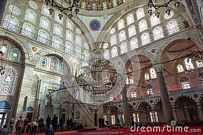 Interior of Mihrimah Sultan Mosque in Istanbul Editorial Stock Photo