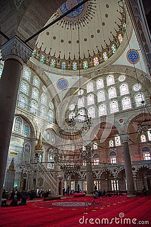 Interior of Mihrimah Sultan Mosque in Istanbul Editorial Stock Photo