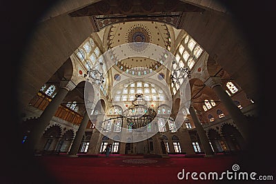 Interior of Mihrimah Sultan Mosque in Istanbul Editorial Stock Photo