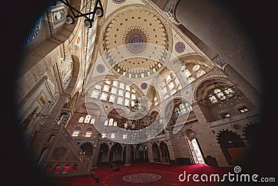 Interior of Mihrimah Sultan Mosque in Istanbul Editorial Stock Photo