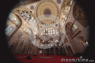 Interior of Mihrimah Sultan Mosque in Istanbul Editorial Stock Photo