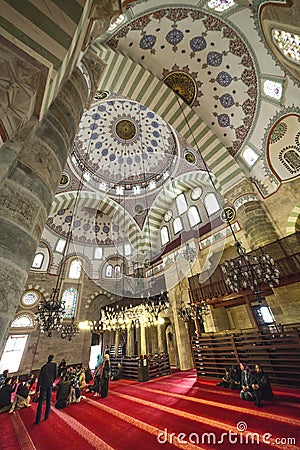 Interior of Mihrimah Sultan Mosque by Mimar Sinan in Uskudar Editorial Stock Photo