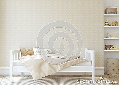 Interior mockup. Toddler room. 3d render Stock Photo