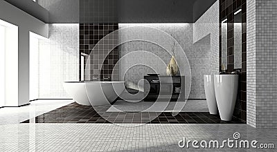 Interior of the modern bathroom 3D Stock Photo