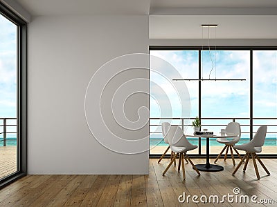 Interior of modern design room with sea view 3D rendering Stock Photo