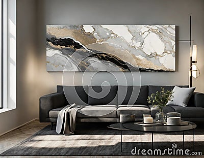 Interior of modern designed room and painting on wall. ai generative Stock Photo