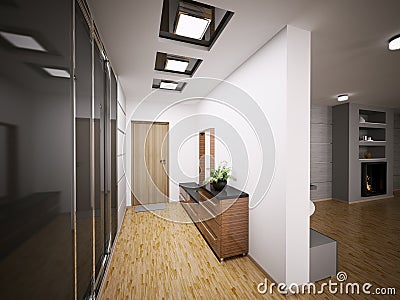 Interior of modern entrance hall 3d Stock Photo