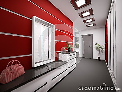 Interior of modern entrance hall 3d render Stock Photo