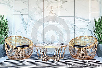 Interior of modern hotel lobby area and reception desk Stock Photo