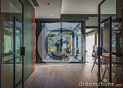 Interior of modern luxury penthouse apartment Stock Photo