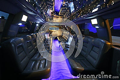 Interior of a modern stylish car the back of the limo Stock Photo