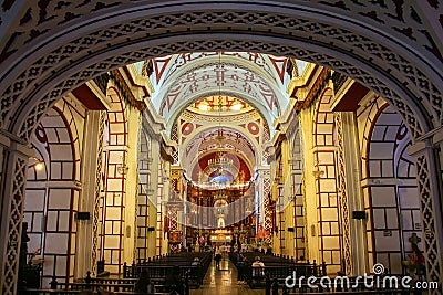 Interior of Monastery of San Francisco in Lima, Peru Editorial Stock Photo