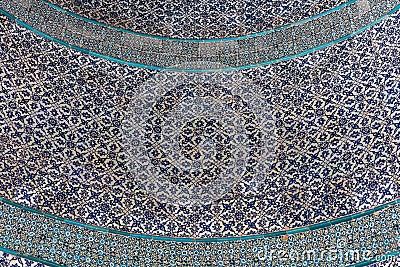 Interior of mosaic patterns in the Dome of the Chain, next to Golden Dome of the Rock, an Islamic shrine located on the Temple Stock Photo