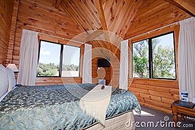 Interior of mountain wooden lodge Stock Photo