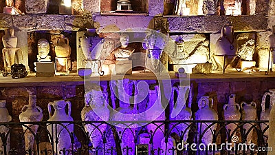 Interior of the Museum of the Restaurant Chez PÃ©pÃ© in the port of Byblos, Lebanon Editorial Stock Photo