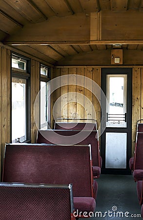 Interior of a narrow gauge wagon Stock Photo